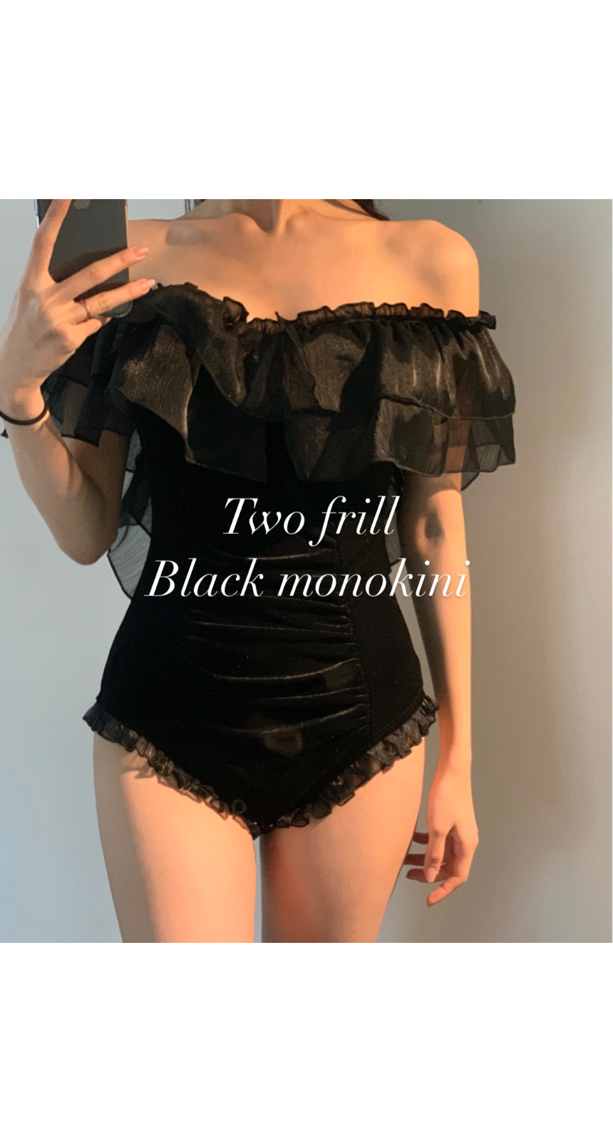 Two frill Black monokini